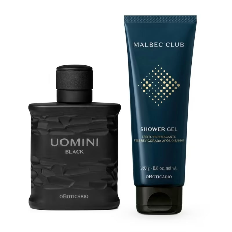 Combo Uomini Black Desodorante Colônia 100ml + Shower Gel Cabelo e Corpo Malbec Club 250g